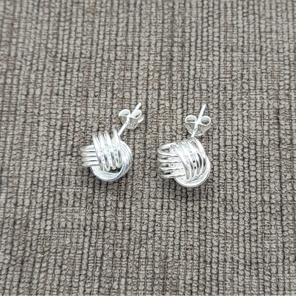 Sterling Silver Love Knot Ear Stud - Picture 3 of 5